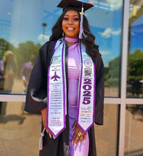 Load image into Gallery viewer, "Personalized satin graduation stole for college graduates with custom school colors and name"