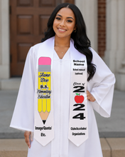 Load image into Gallery viewer, Pre-Designed Educator Graduation Stole – Satin Teacher Appreciation Sash