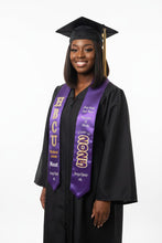 Load image into Gallery viewer, Purple HBCU stole on model