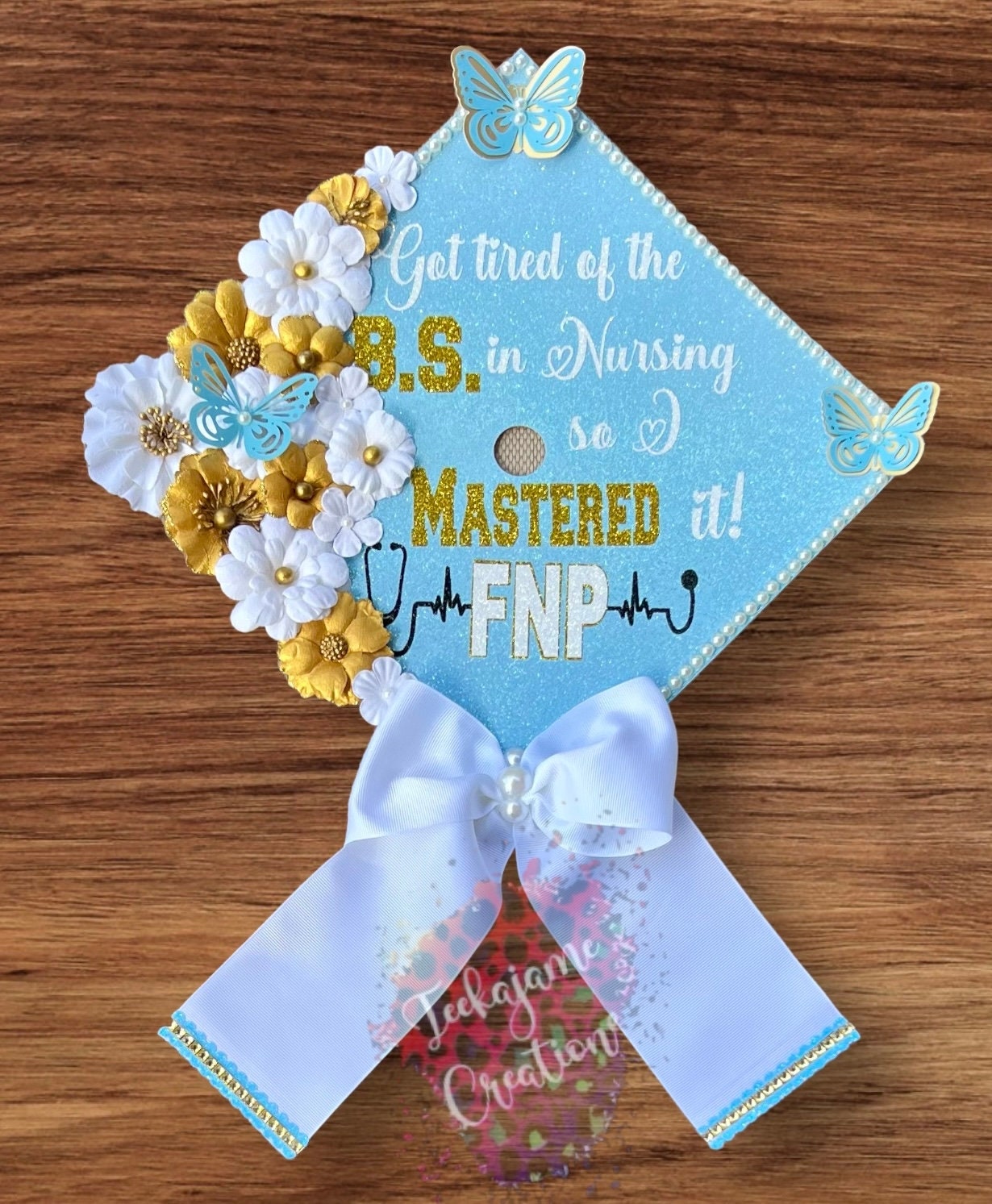 Graduation Cap Toppers/ Flower graduation cap/ outlet Glitter Graduation Cap/ Customizable/ graduation stole