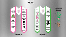 Load image into Gallery viewer, AKA Custom Graduation Stole – Alpha Kappa Alpha Sorority Personalized Satin Sash
