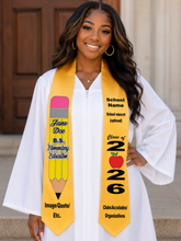 Load image into Gallery viewer, Pre-Designed Educator Graduation Stole – Satin Teacher Appreciation Sash
