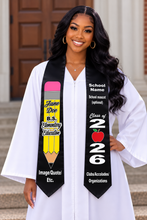 Load image into Gallery viewer, Pre-Designed Educator Graduation Stole – Satin Teacher Appreciation Sash
