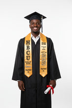 Load image into Gallery viewer, Yellow gold HBCU stole on model
