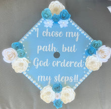 Load image into Gallery viewer, Pre-Designed Graduation Cap Topper – Elegant Butterfly, Pearl &amp; Rhinestone Floral Design
