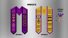 Load image into Gallery viewer, Omega Custom Graduation Stole – Personalized Greek Life Satin Sash
