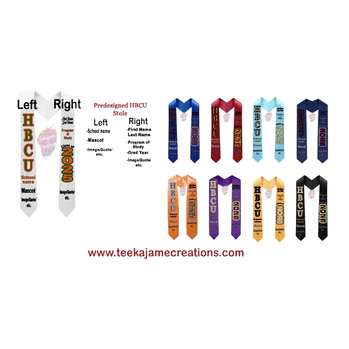 HBCU Graduation Stole – Glitter & Predesigned Black College Stoles for Class of 2025