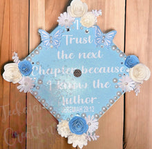 Load image into Gallery viewer, Pre-Designed Graduation Cap Topper – Elegant Butterfly, Pearl &amp; Rhinestone Floral Design
