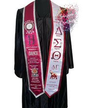 Load image into Gallery viewer, Dual color satin customized graduation stole collegiate sash glitter 2024 2024 hbcu graduation gift
